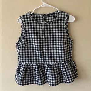 Shein gingham top black and white